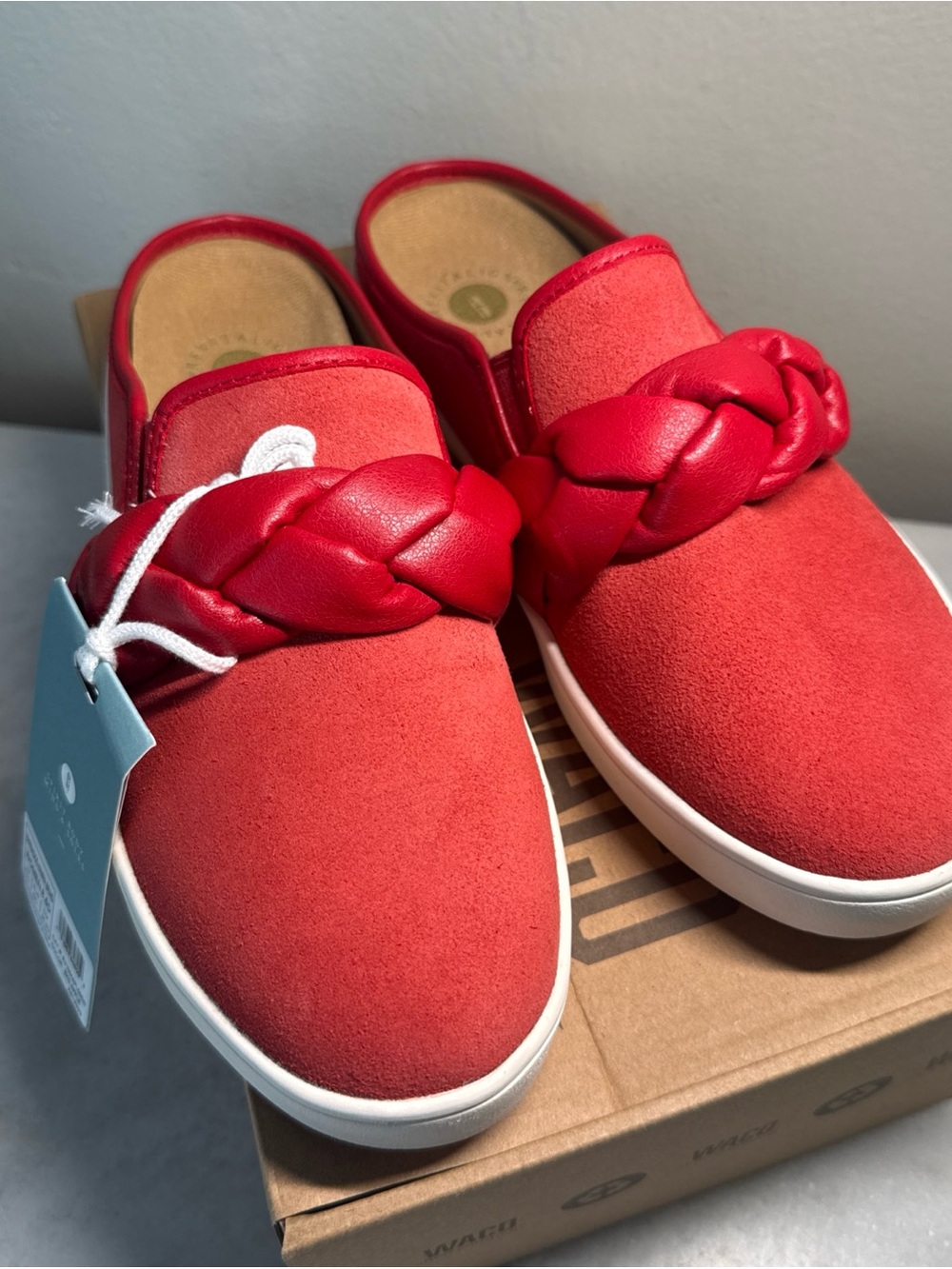 Revitalign BARBADOS HANNA BRAID Red Suede Slip On Mule Orthotic Shoes Women 8.5D